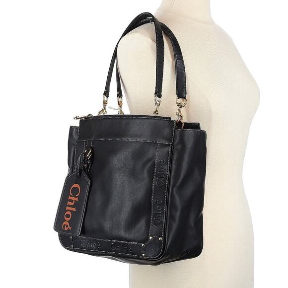 Chloe Eden Shoulder Bag Tote Black Calf leather Gold hardware Lambskin NWT - Picture 6 of 12